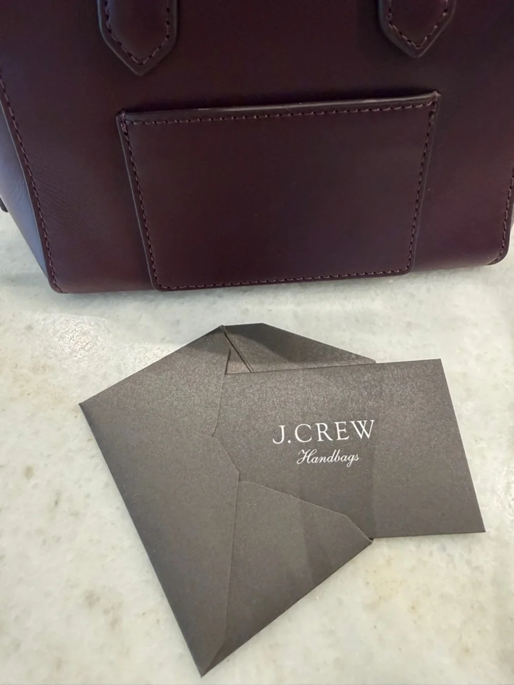 J. Crew Burgundy Leather Top-Handle Satchel with Detachable Strap